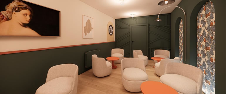 Espace loundge au Squash IDF